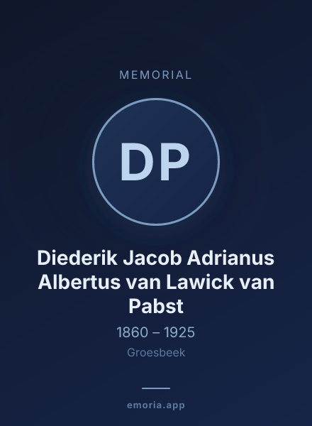 Memorial portrait of Diederik Jacob Adrianus Albertus van Lawick van Pabst