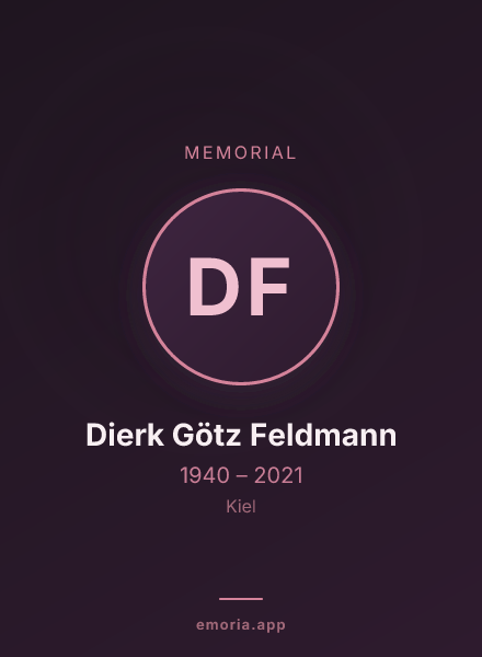 Memorial portrait of Dierk Götz Feldmann