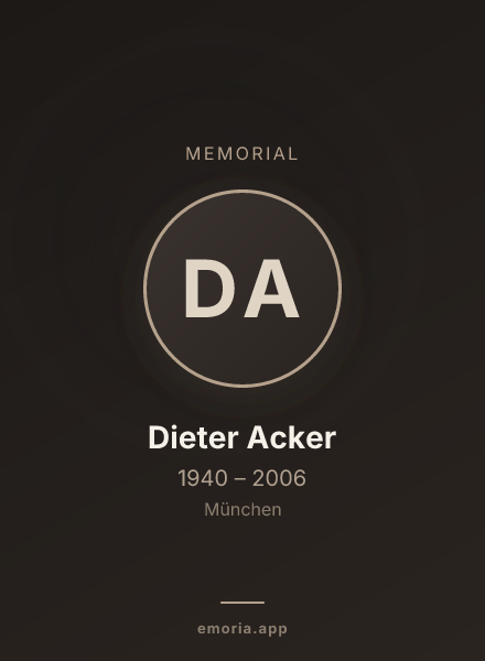 Memorial portrait of Dieter Acker