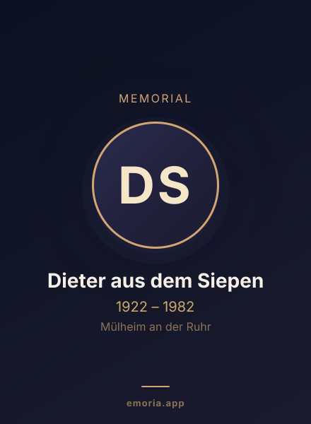Memorial portrait of Dieter aus dem Siepen