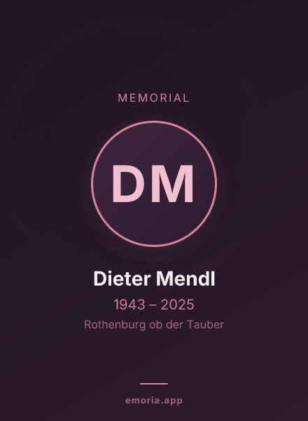 Memorial portrait of Dieter Mendl