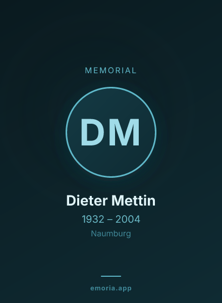Memorial portrait of Dieter Mettin