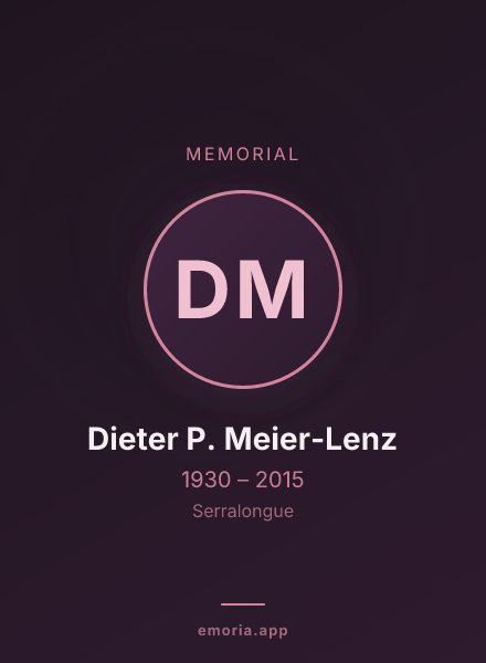 Memorial portrait of Dieter P. Meier-Lenz