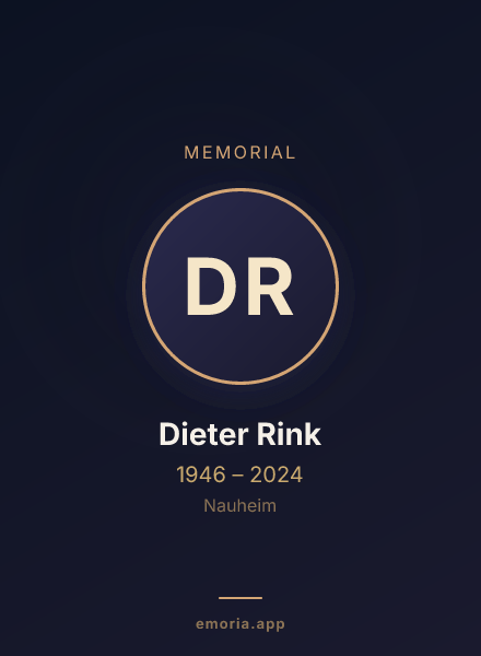 Memorial portrait of Dieter Rink