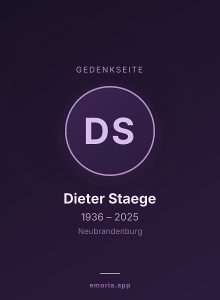 Gedenkportrait von Dieter Staege