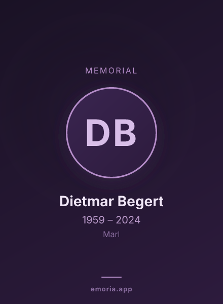 Memorial portrait of Dietmar Begert