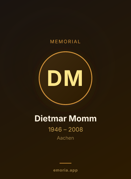 Memorial portrait of Dietmar Momm