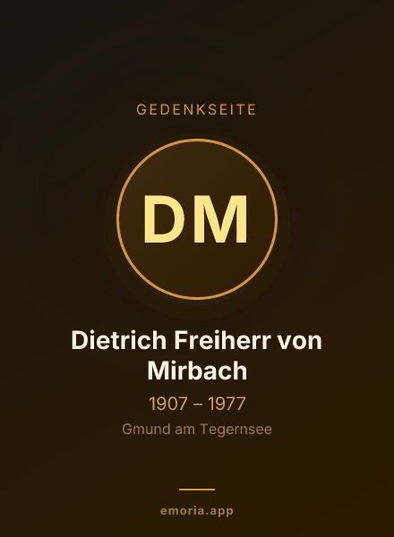 Gedenkportrait von Dietrich Freiherr von Mirbach