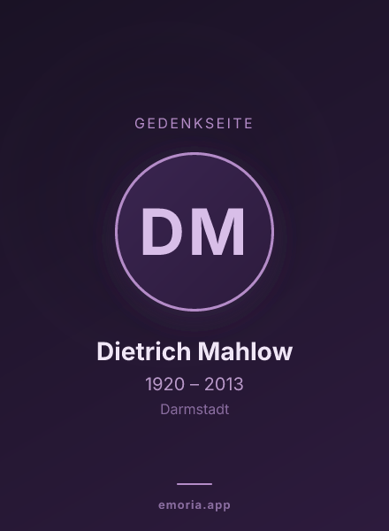 Gedenkportrait von Dietrich Mahlow