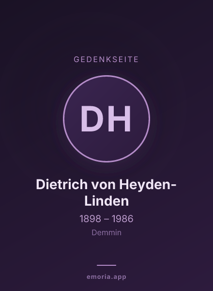Gedenkportrait von Dietrich von Heyden-Linden