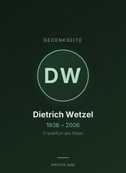 Gedenkportrait von Dietrich Wetzel