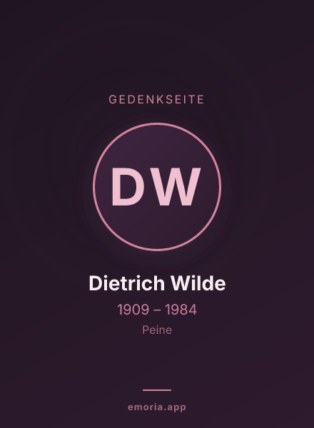 Gedenkportrait von Dietrich Wilde