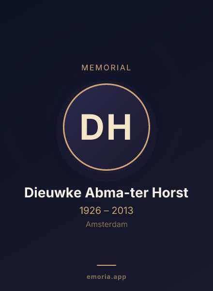 Memorial portrait of Dieuwke Abma-ter Horst