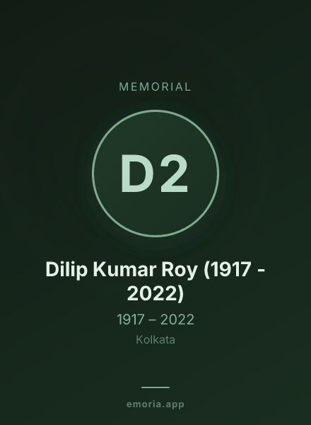 Memorial portrait of Dilip Kumar Roy (1917 - 2022)