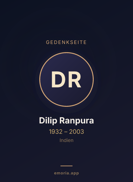 Gedenkportrait von Dilip Ranpura