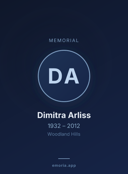 Memorial portrait of Dimitra Arliss