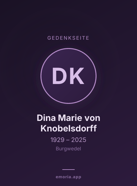 Gedenkportrait von Dina Marie von Knobelsdorff