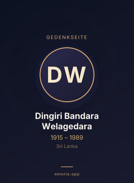 Gedenkportrait von Dingiri Bandara Welagedara