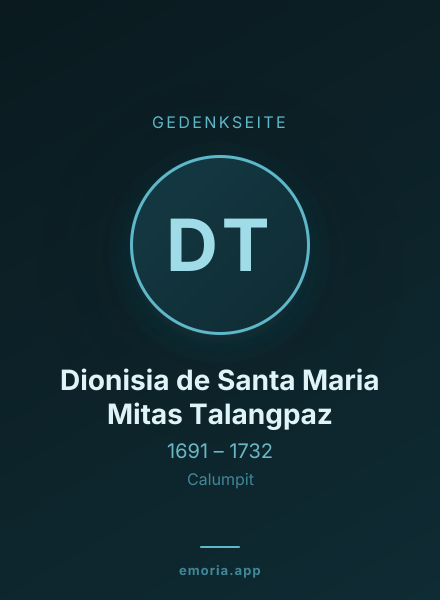 Gedenkportrait von Dionisia de Santa Maria Mitas Talangpaz