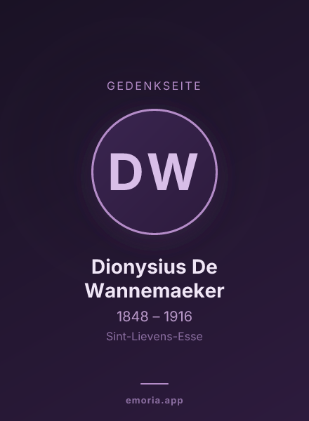 Gedenkportrait von Dionysius De Wannemaeker