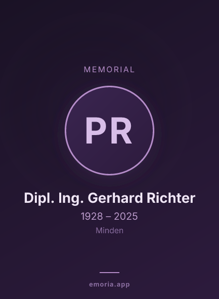 Memorial portrait of Prof. Dipl. Ing. Gerhard Richter