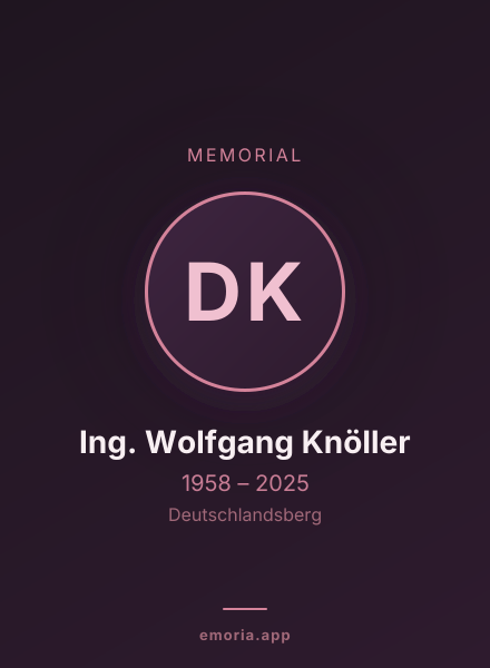 Memorial portrait of Dipl. Ing. Wolfgang Knöller