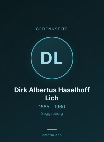 Gedenkportrait von Dirk Albertus Haselhoff Lich