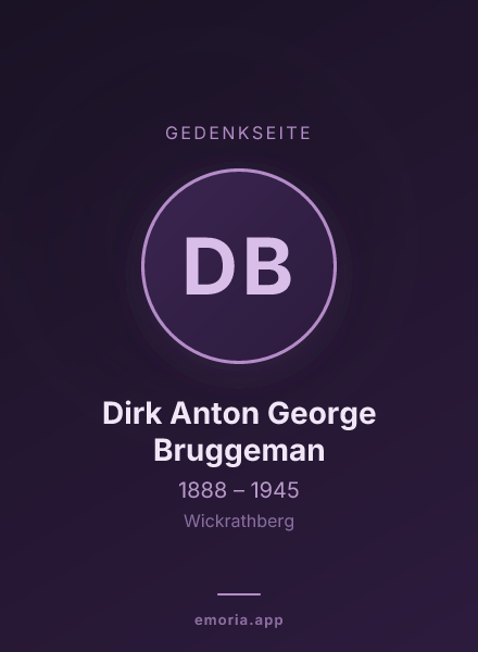 Gedenkportrait von Dirk Anton George Bruggeman