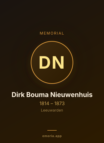 Memorial portrait of Dirk Bouma Nieuwenhuis