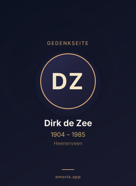 Gedenkportrait von Dirk de Zee