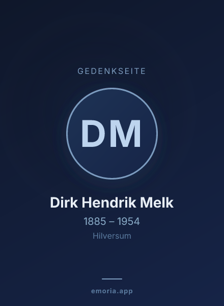 Gedenkportrait von Dirk Hendrik Melk