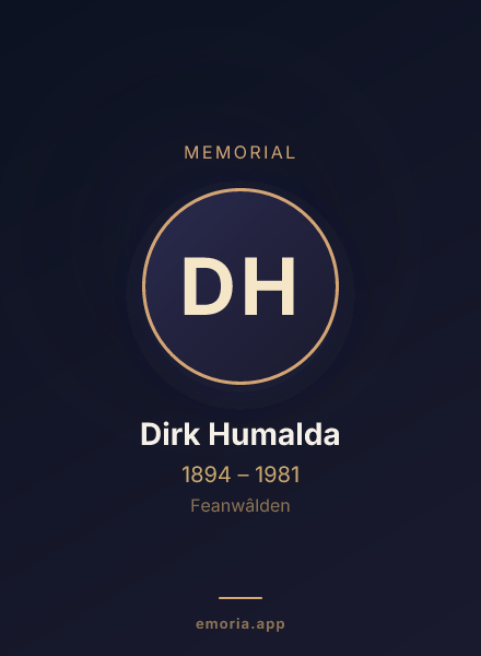 Memorial portrait of Dirk Humalda