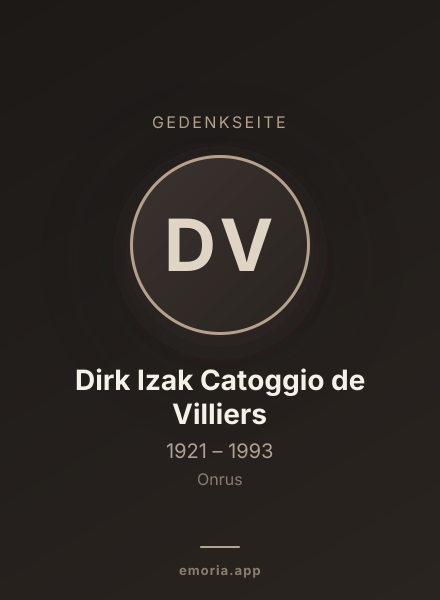 Gedenkportrait von Dirk Izak Catoggio de Villiers