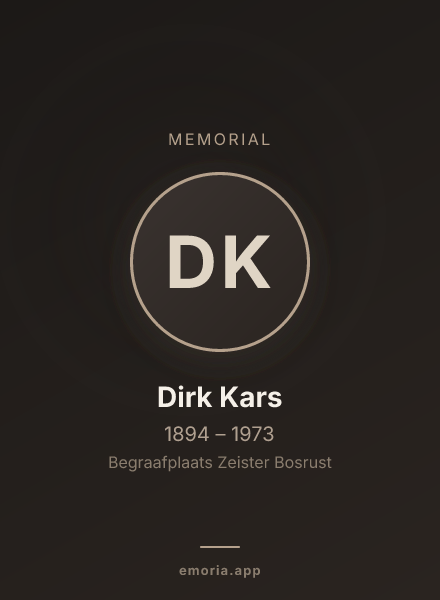 Memorial portrait of Dirk Kars