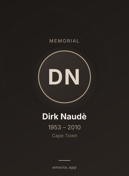 Memorial portrait of Dirk Naudè
