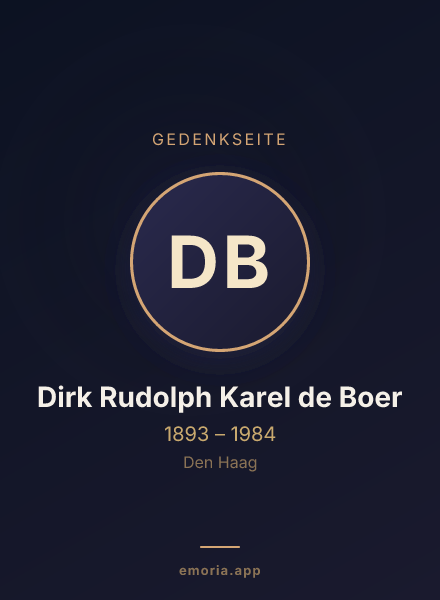 Gedenkportrait von Dirk Rudolph Karel de Boer