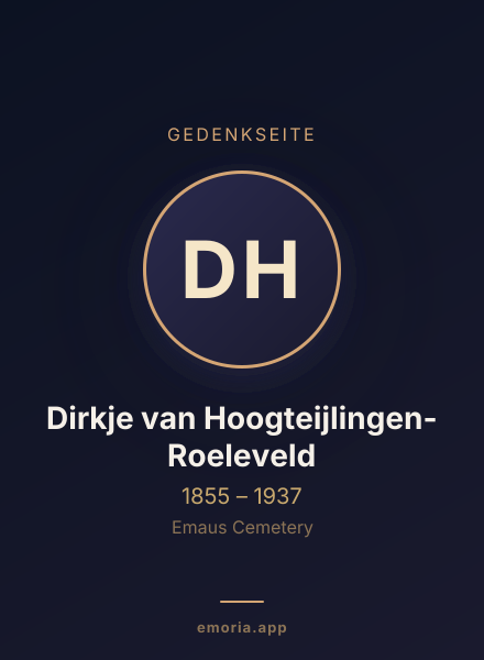 Gedenkportrait von Dirkje van Hoogteijlingen-Roeleveld