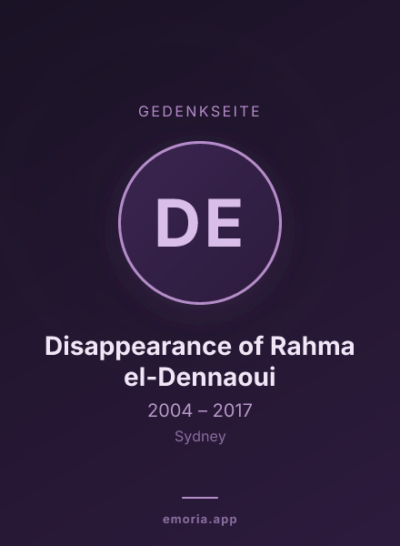 Gedenkportrait von Disappearance of Rahma el-Dennaoui