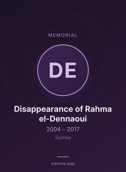 Memorial portrait of Disappearance of Rahma el-Dennaoui