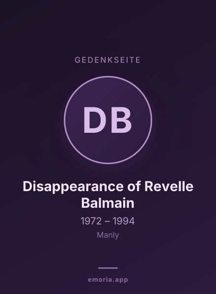 Gedenkportrait von Disappearance of Revelle Balmain