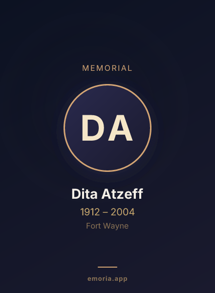 Memorial portrait of Dita Atzeff