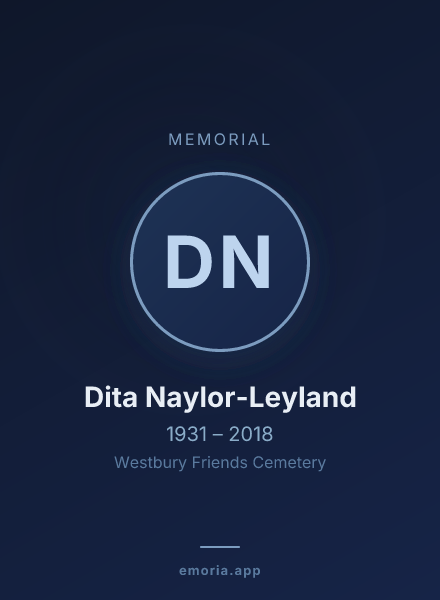 Memorial portrait of Dita Naylor-Leyland