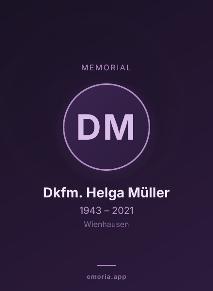 Memorial portrait of Dkfm. Helga Müller