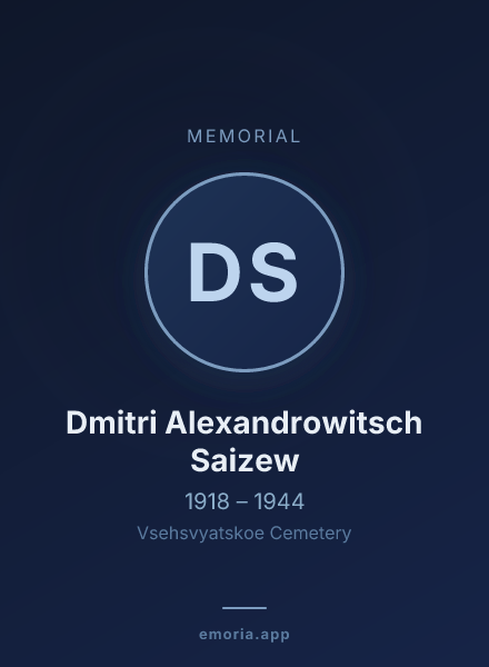 Memorial portrait of Dmitri Alexandrowitsch Saizew