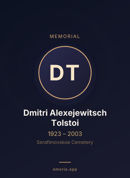 Memorial portrait of Dmitri Alexejewitsch Tolstoi