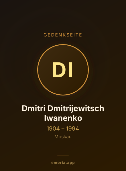 Gedenkportrait von Dmitri Dmitrijewitsch Iwanenko