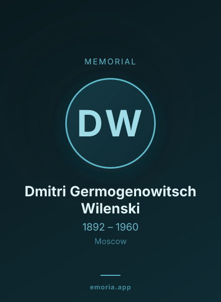 Memorial portrait of Dmitri Germogenowitsch Wilenski