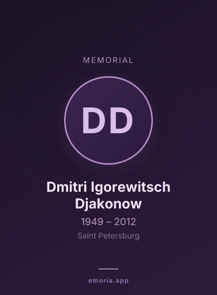 Memorial portrait of Dmitri Igorewitsch Djakonow
