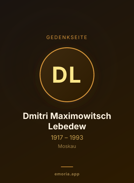 Gedenkportrait von Dmitri Maximowitsch Lebedew