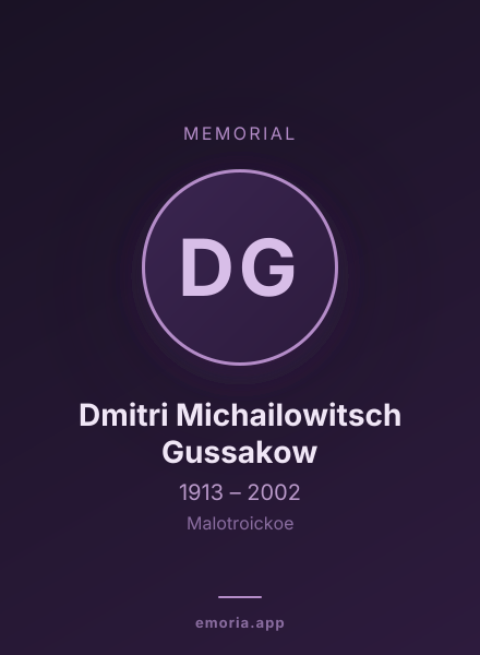 Memorial portrait of Dmitri Michailowitsch Gussakow